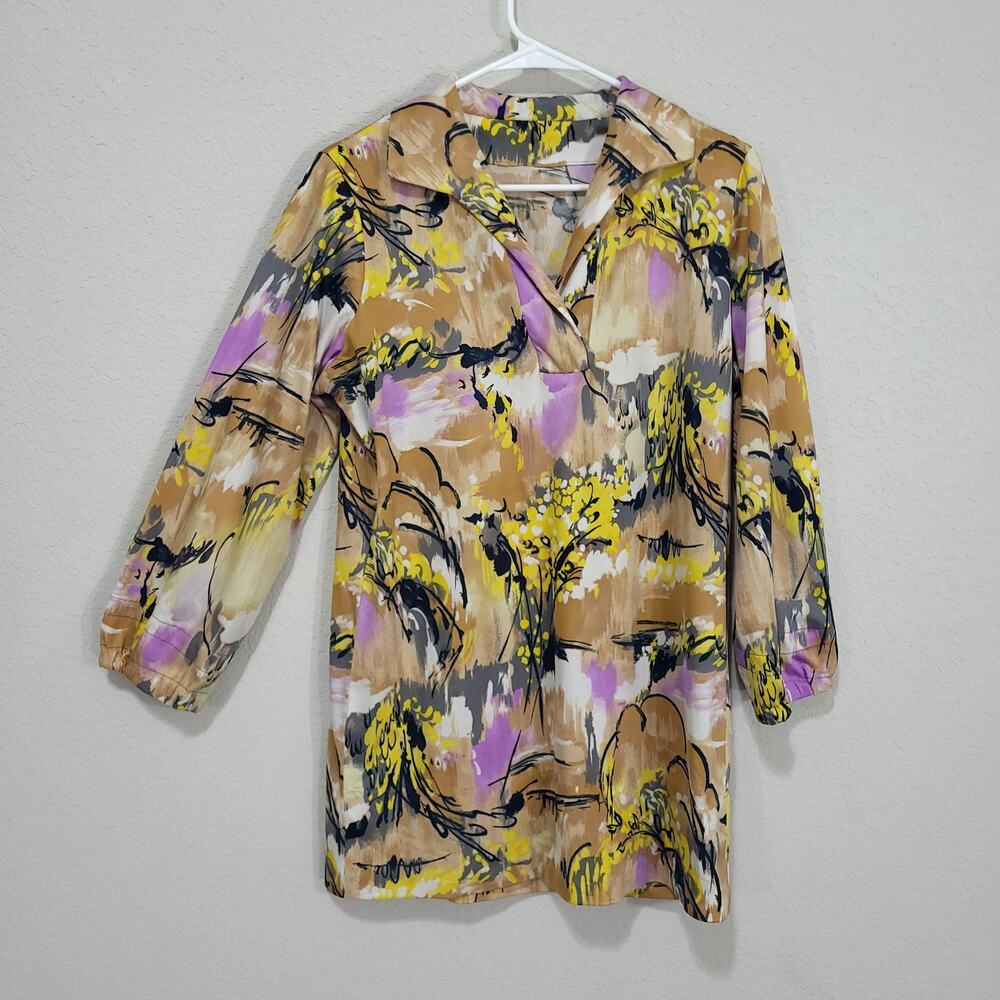 Vintage 70s Top Womens Medium Long Tunic Casual Retro Colorful Eclectic …